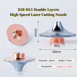 DMK D28 M11 H15 High Speed Fiber Laser Cutting Nozzle Caliber 1.0-5.0 for Precitec/WSX/HSG/Han's Laser Cutting Head