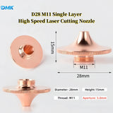 DMK D28 M11 H15 High Speed Fiber Laser Cutting Nozzle Caliber 1.0-5.0 for Precitec/WSX/HSG/Han's Laser Cutting Head